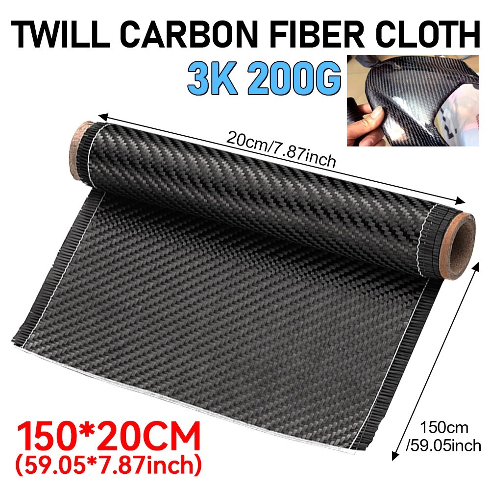 4.92ft x 7.87″ Carbon Fiber Fabric Roll Carbon Fiber Sheet Cloth 3k/200g For Car