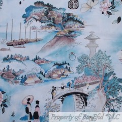 BonEful FABRIC FQ Cotton Quilt Antique Geisha Girl Scenic China Oriental Asian L