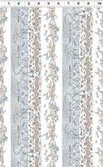 Sandy Toes – Pictorial Stripe Taupe by Anita Jeram for Clothworks – 1/2 yard