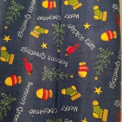 Set of Christmas Holiday Cotton Fat Quarters Blue Santa Snowflake Candy Cane 6ct