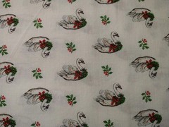 CHRISTMAS SWANS quilt cotton fabric VIP Cranston vintage Wreath Holly BTFQ 18×22