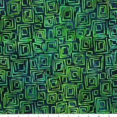 1 Yard Cut of Lunn Fabric Crazy Cabin Batik 100% Cotton 2750 Green Navy Blue