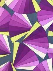 Fabric Quilter’s Cotton Purple Green And Gray Fan Geometric 2.5 Yds Modern