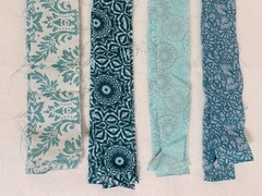 AQUA Print Quilting STRIPS Jelly Roll Cotton Sewing Fabric 4 Designs 15 Pieces