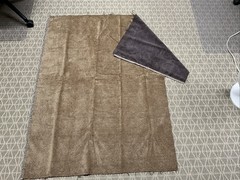 Designer Fabric Remnant Golden Brown With Chocolate Dots 41” X 56” SeeBoth Sides