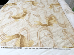 Schumacher Oriental Fish KOI POND Cotton Linen Fabric Golden Brown Tan RARE 4Yd