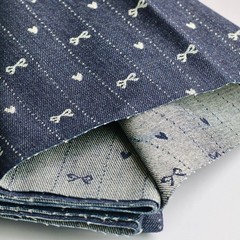 10oz Indigo Unwashed Denim Fabric 70 Inch Non-Stretch Jacquard Bow 2 Yards