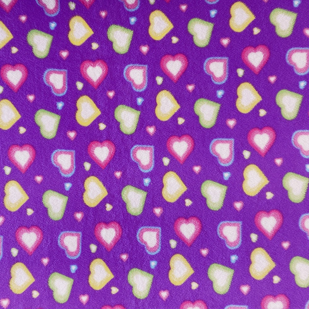 Colorful Hearts Allover Print Fleece Fabric – 60″ Wide – Sold by The Yard & Bolt