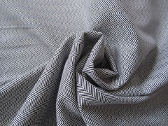 White Black Herringbone print fabric cotton 3+ yards