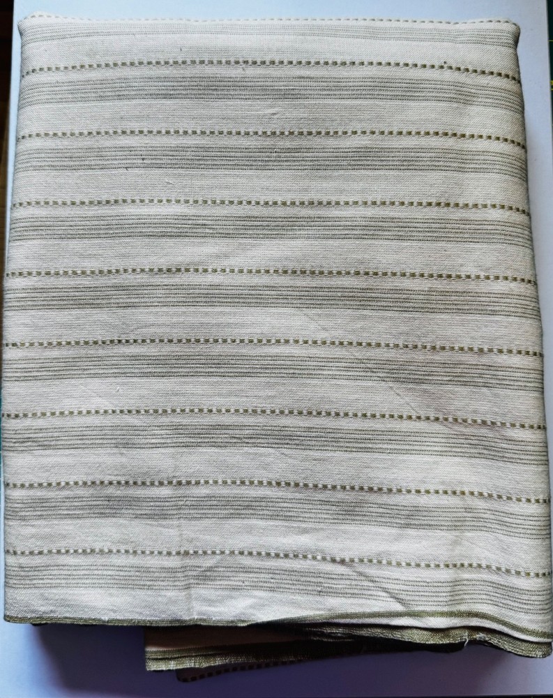 3.5 yds; Unbranded Tan & Sage Green Woven Cotton Fabric; 44″ w; Preowned/Unused