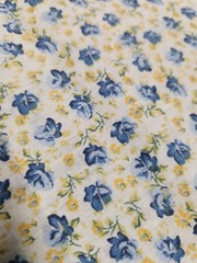 Vintage 100% Cotton Quilting Fabric Baby Blue And Yellow Flowers Tiny 1/2 YARD