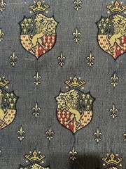 Shield Lion Crown Fleur-de-les Upholstery Fabric Cotton Polyester Blend New
