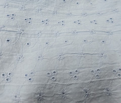 Vintage Unbranded Light Blue Eyelet Cotton Fabric 3.25yds x 44″W