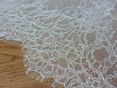 Soft White French Chantilly Lace Fabric Elegant Floral Wedding Fabric By Yard