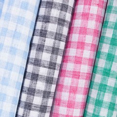 Gingham Check Linen-Look Polyester Cotton 58″ Fabric By The Yard