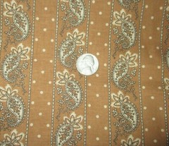 1/2 yd ~ Vintage Golden brown paisley stripe Cotton fabric ~ era 1943