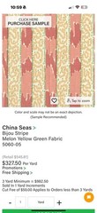 Quadrille China Seas Bijou Stripe Melon Green Fabric 5060-05 (1 Yard Plus)