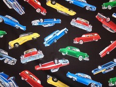 CLASSIC CARS IN MOTION 100% COTTON on Black by Timeless Treasures 1 Yard Piece
