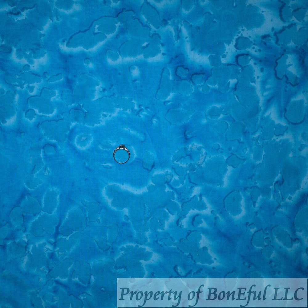 BonEFul Cotton Quilt Aqua Teal Blue Water Pool Texture Blender Dot Batik 1 SCRAP