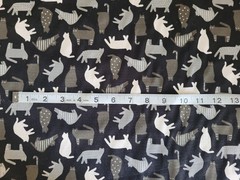 FAT QUARTER 18″x 22″ 100% COTTON Poplin Fabric MADE IN JAPAN Black & White CATS