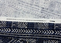 GENEVIEVE GORDER MALI MUD CLOTH INDIGO GEO MULTIUSE LINEN FABRIC BY YARD 54″W