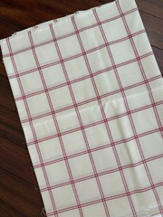 Fabric 44 In Wide By 60 In Long Red Window Pane On Off White