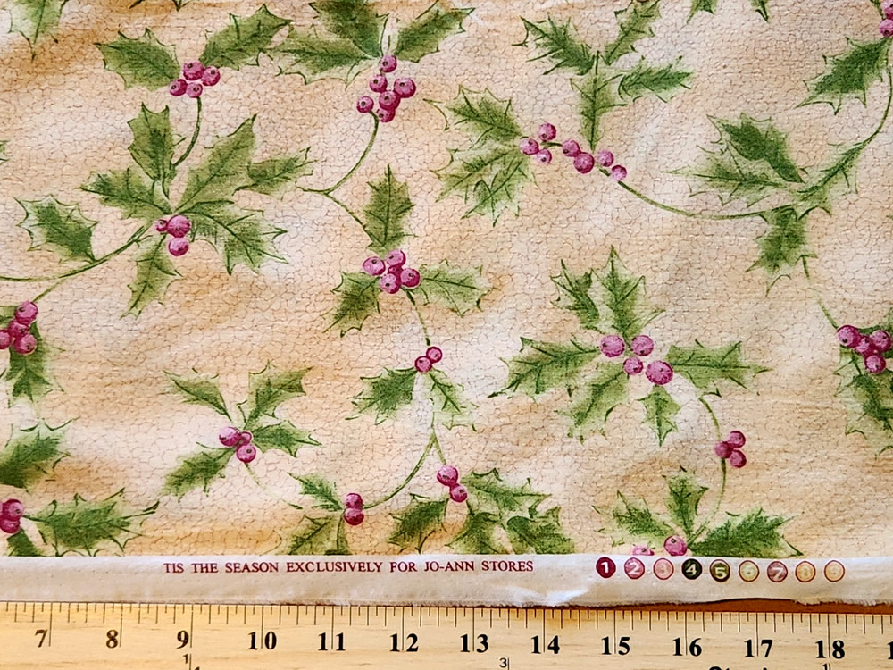 Christmas holly fabric 100% cotton 43″ w x 3 yards