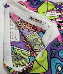 Vintage Unknown Brand Vacation Road Trip Fabric Piece Bright Neon Colors 1980s