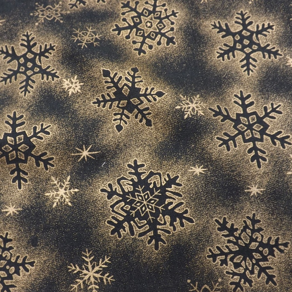 Jo Ann’s Ombre Snowflakes Fabric 2/3 Yd Black Gold Holiday Christmas Winter