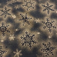 Jo Ann’s Ombre Snowflakes Fabric 2/3 Yd Black Gold Holiday Christmas Winter