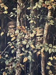LEGENDARY LONER BY 3 WISHES BIGFOOT IN THE FOREST FABRIC HALF YARD