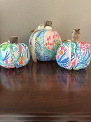 Lily Pulitzer Inspired Fabric Pumpkins, Set of Three, NEW