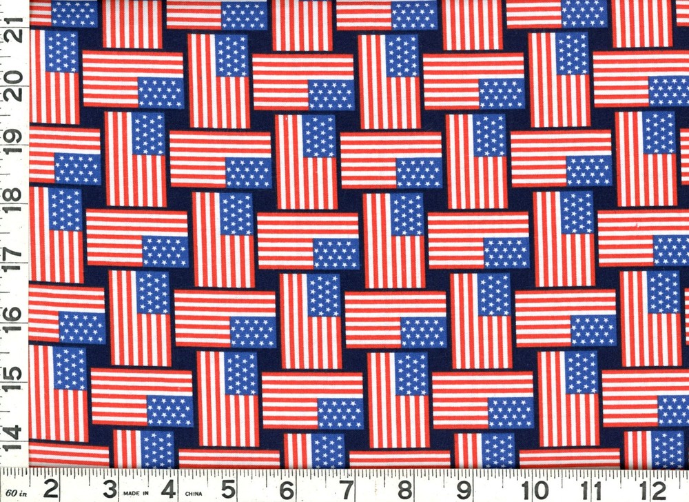 Red White Blue Woven Flags Patriotic Quilting Sewing Fabric by the Yard #1110