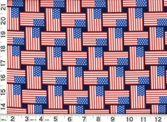 Red White Blue Woven Flags Patriotic Quilting Sewing Fabric by the Yard #1110