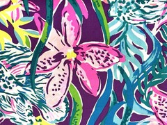 LILLY PULITZER Fabric-Cotton Poplin-PIGMENT PARTY ALL THE TIDE- 57″ wide -BTY