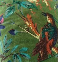 Luxury Soft Velvet Fabric Dress Sewing Upholstery Velvet Green Birds Printed Art