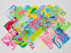 Authentic Lilly Pulitzer Fabric Squares 5 X 5 inches – Assorted 20 quilting sew
