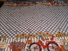 1994 Summer Americana Fabric Featuring Bicycle, Lemonade Checker Print 4 Yards