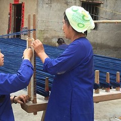 Hand Woven Ancient loom woven fabric indigo blue dyed yarn natural plant dyed