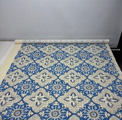 QUADRILLE CHINA SEA NEW BATIK FRENCH BLUE NAVY LINEN FABRIC 2.1 YARD 52″W