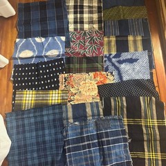 Indigo Dye Vintage Fabric Scraps 18 Pieces Patchwork Material Indigo Blue