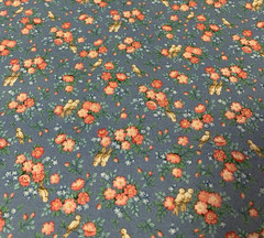 Vtg Allover Floral Print Fabric With Birds Cranston VIP Print Pink Tan Blue BTY