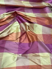Dupioni Stripes 100% Silk Fabric 54″ Wide, (502 )Sold By Yard Orange/pink/yellow