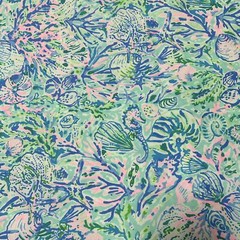 Lilly Pulitzer Cotton Poplin Fabric Surf Blue Soleil It On Me 36″ X 57″