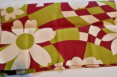 Vtg 70’s Scandinavian Floral Print Fabric Material MCM Flower Power Hippie Heavy