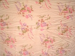 60s 70s 3 Yds 35 In x 46 In Pink Floral Crepe Dress Fabric Flower Power Vintage