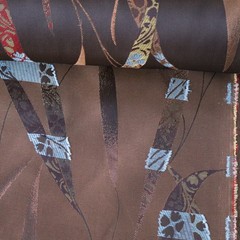 Vtg Luxury Home Decor Fabric Botanical Leaves, Brown, Copper, Red, Spain 5 yds