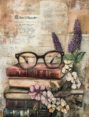 Vintage Library Ephemera Collage #12 Craft & Quilt Cotton Fabric Material Block