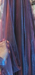 Fabric By The Yard Iridescent Mesh Stretch Two Tone Blue Red
