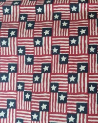 3 Yards Patriotic Americana Flag Fabric Red White Blue Primitive Cotton Quilting
